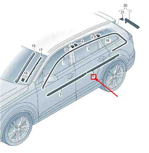 Audi rear right window - right,